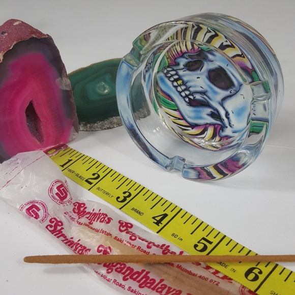 Vintage Y2K Glass Skull Ash Insense Burner Tray - Picture 1 of 8